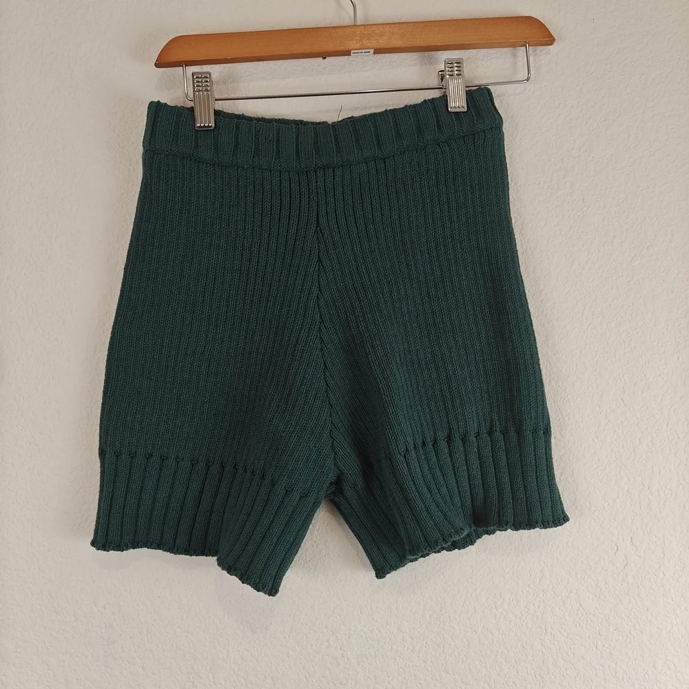 Free People Beach Trez Mock Neck Sweater Short Knit Set Oversized Green Size XS